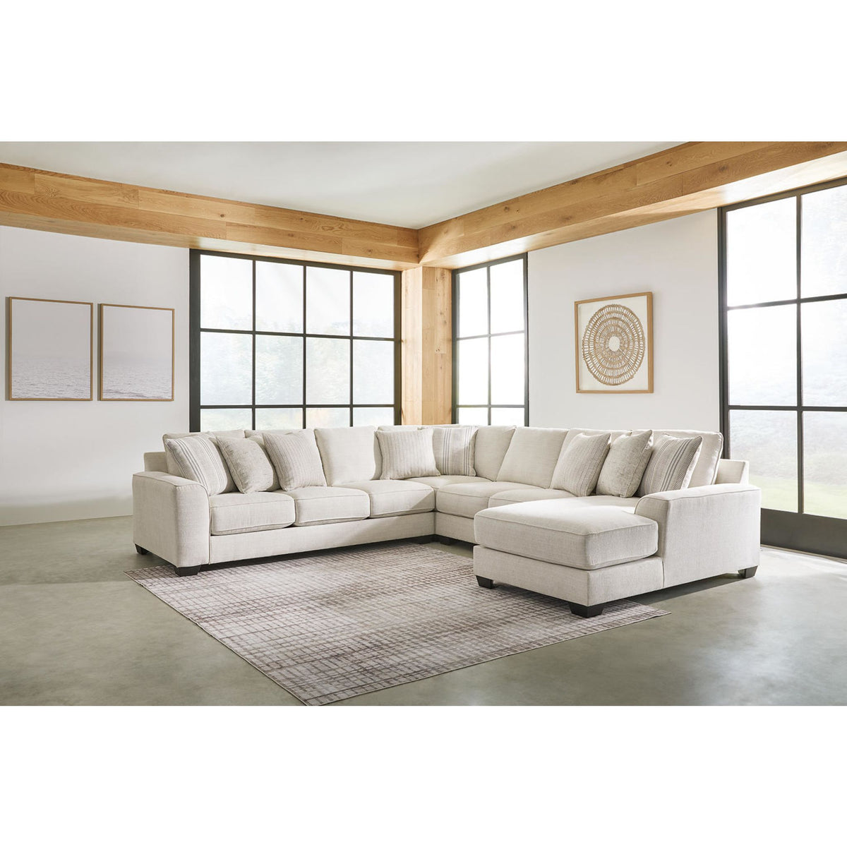 Lerenza-Exclusive 4 Piece Sectional with Chaise - Birch - Right