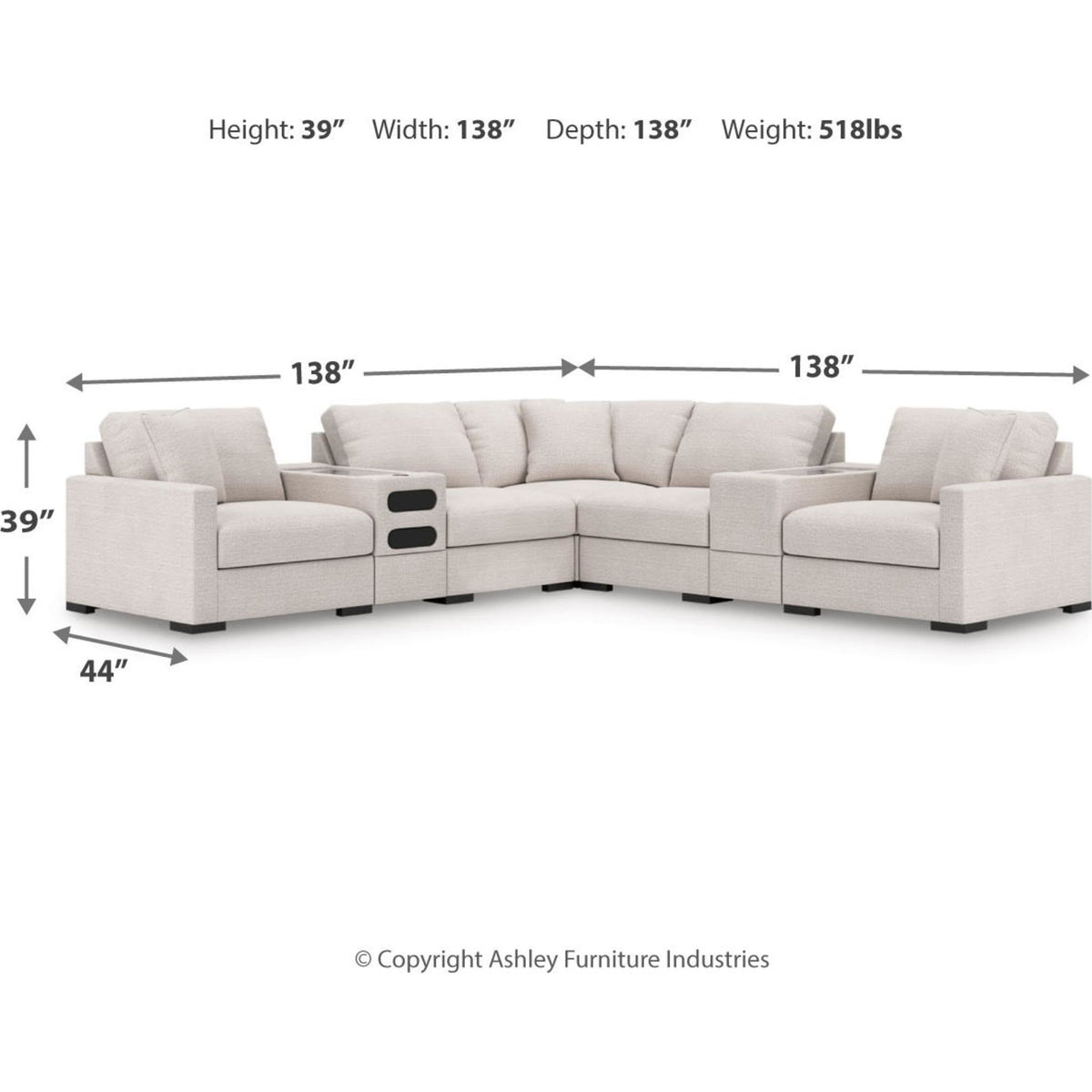 Omaha-Exclusive 7 Piece Modular Sectional with Audio System and