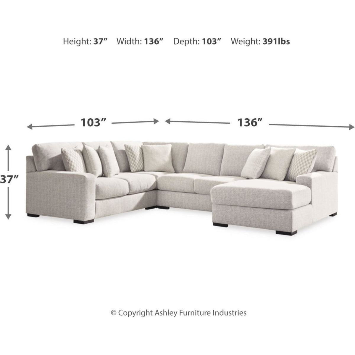 Larce-Exclusive 4 Piece Sectional with Chaise - Stone