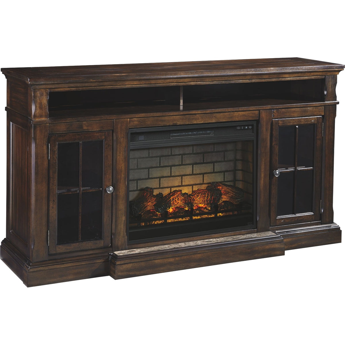 Tv stand with fireplace store at ashley furniture