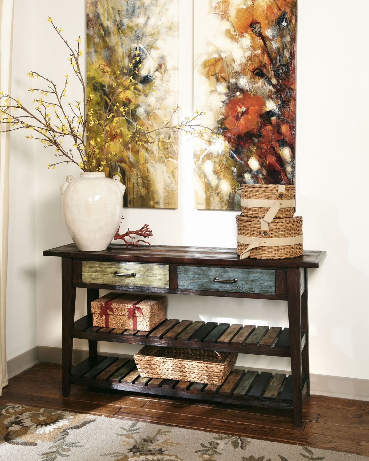 Mestler Console Table Rustic Brown
