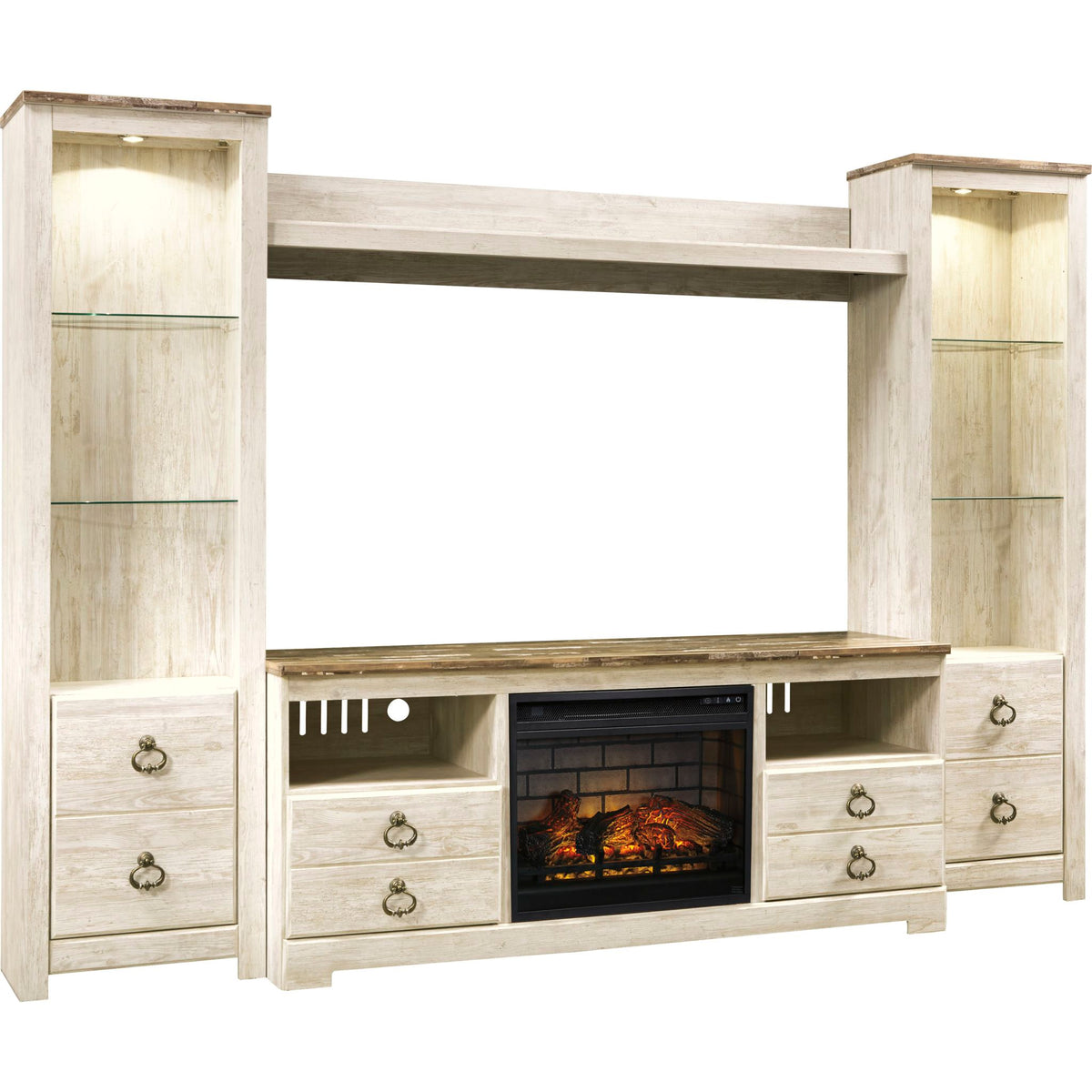 Willowton 4 Piece Entertainment Unit with Fireplace Ashley Furniture
